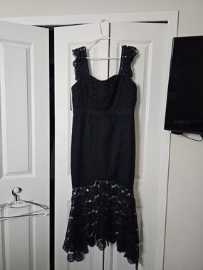 New York & Company Black Crochet Lace Midi Dress